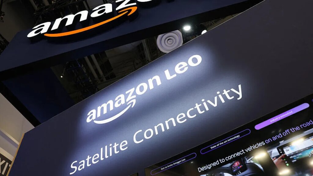 a screen that reads "Amazon Leo Satellite Connectivity"