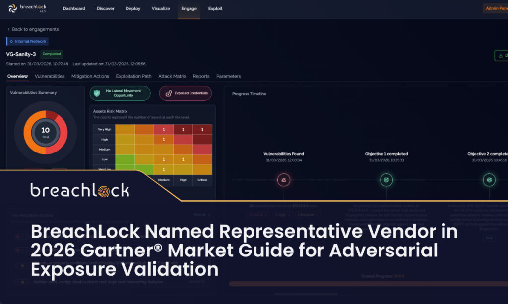 BreachLock Named Representative Vendor in the 2026 Gartner Market Guide for Adversarial Exposure Validation