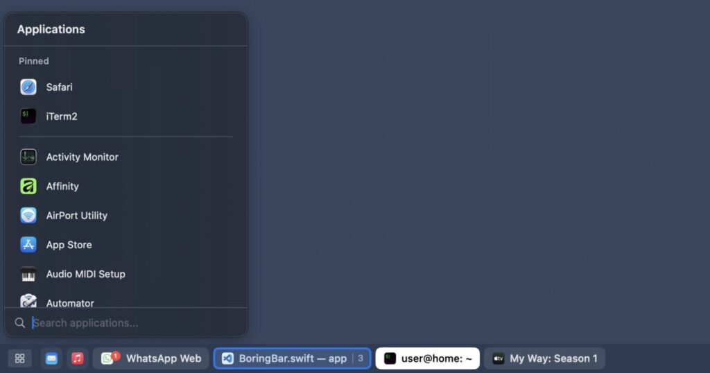 Show HN: boringBar – a taskbar-style dock replacement for macOS