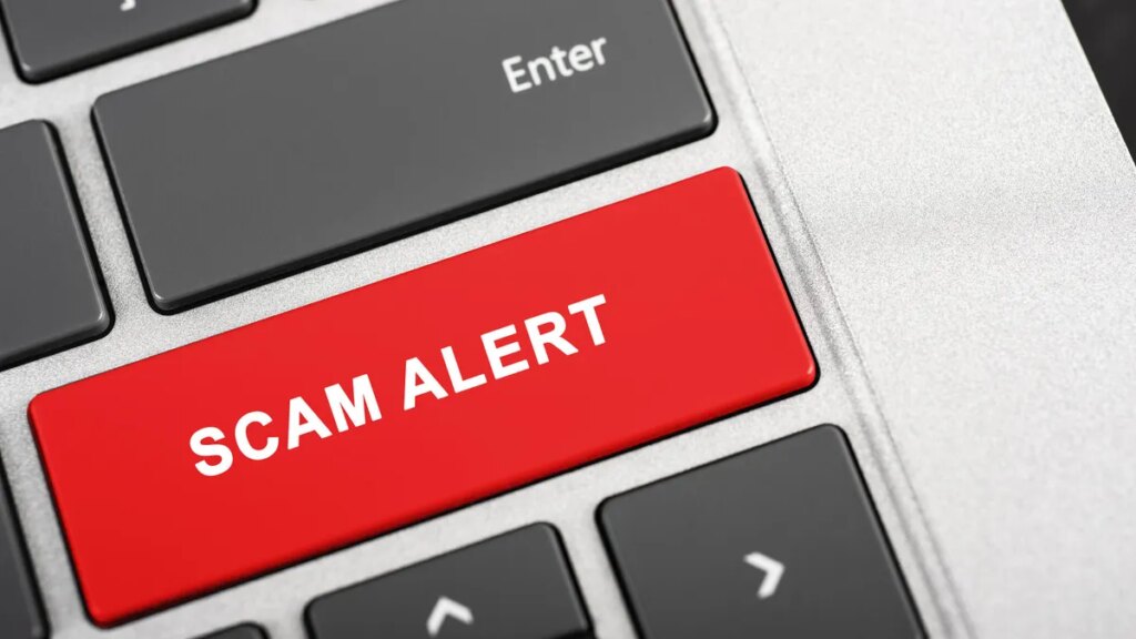 Scam key on computer keyboard