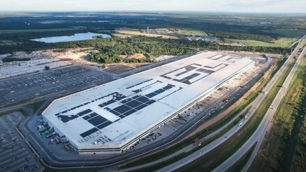 Aerial image of the Tesla factory near Austin