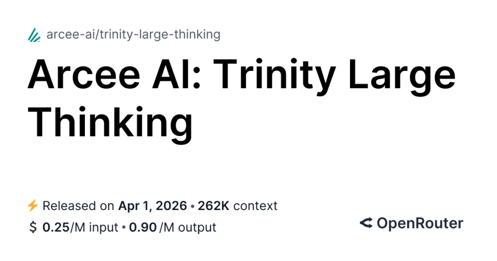 Trinity Large Thinking - API Pricing & Providers